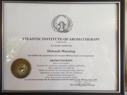 Certified aromatherapy practitioner