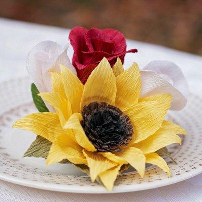 Handmade paper flower boutonnières