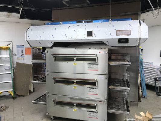 Commercial hood and ovens