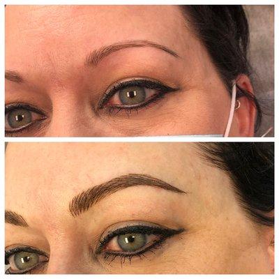 Microblading treatment after first session.