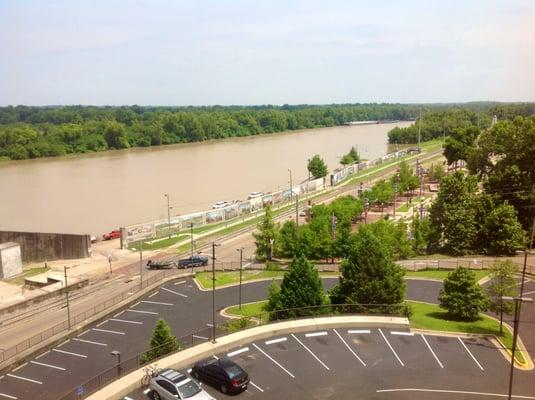 The Yazoo River flowing into the Mighty Mississippi River as viewed from the Portifino Hotel