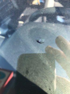 Rock chip on windshield.