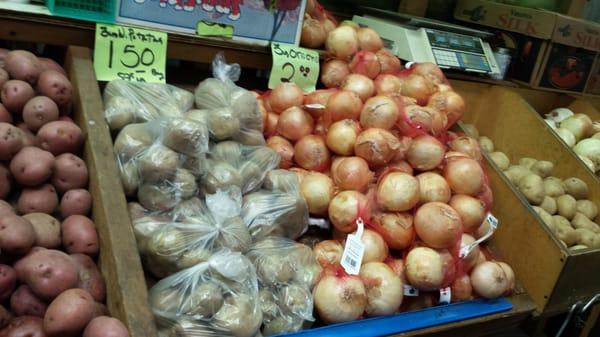 Great prices! 3 lbs onions $2.00 and 5 lbs white potatoes for $1.50 CAN'T BEAT IT