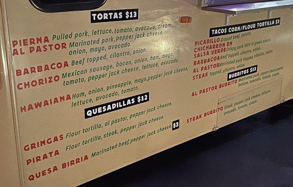 Truck menu.