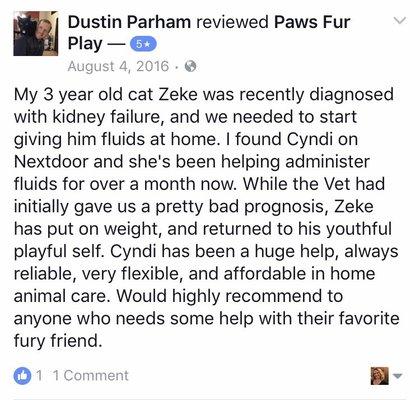 Facebook review for Paws Fur Play!