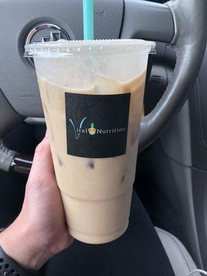 Iced French vanilla cappuccino protein shake