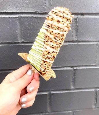 Green Tea Pop Gelato w/ Milk Chocolate Dipping, Drizzle & Nuts