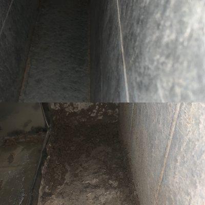 Before and after air duct cleaning