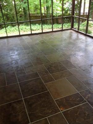 Patio with crack repair