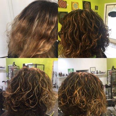 Curls before and after.