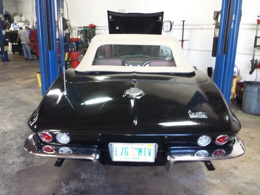 My 1966 Corvette being worked on.