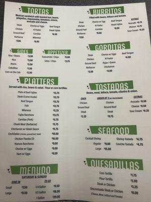 Menu side 1