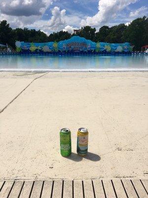 Wave pool break = Saturday beer time for me! :) The Calypso Bar in the waterpark sells beer for about $8.15 per 16 oz can.