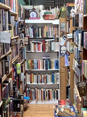 Classics shelf inside used bookstore