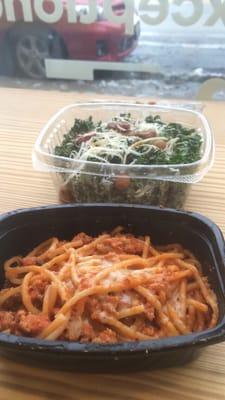 Turkey spaghetti and kale Caesar!