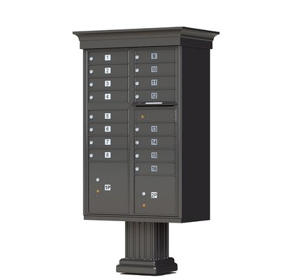 Decorative 16 door Black Cluster Mailbox