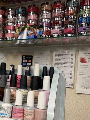 Nail services / prices and dip selection