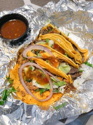 Tacos de Asada and Chorizo