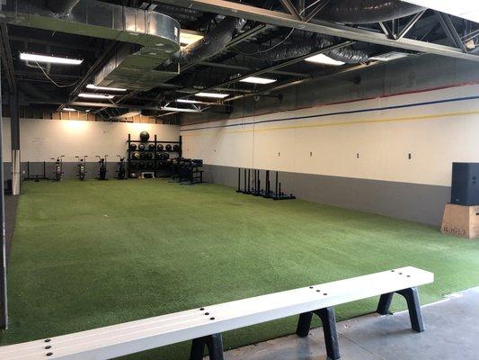 Turf Area...(Sled pushes, speed & agility drills)