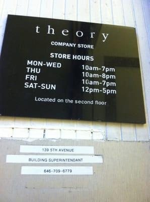 Here is information on the Theory Company store