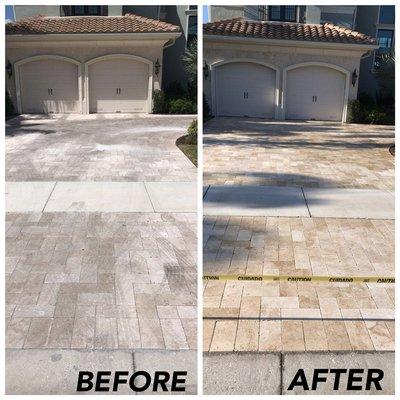 Travertine Driveway Cleaning & Sealing