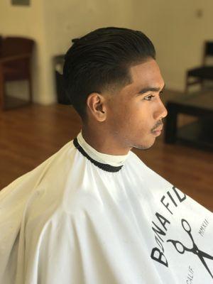 Classic pompadour w/ bald taper haircut by JD