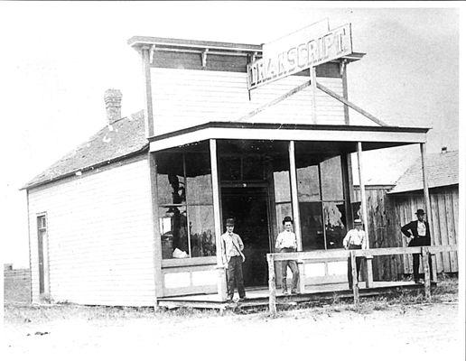 The original Transcript building at what is now the northeast corner of the intersection of West Main Street and Santa Fe Avenue.