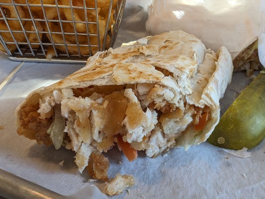 Chicken Tender Wrap with a sub of curly fries. The wrap was okay, nothing special.