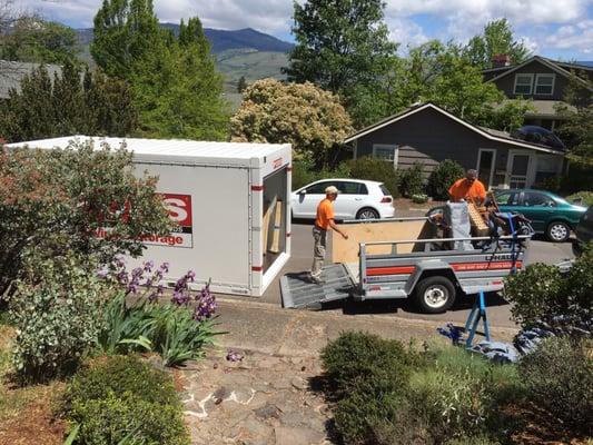 Some things had to go to storage, they were able to pull a trailer load of things across town.