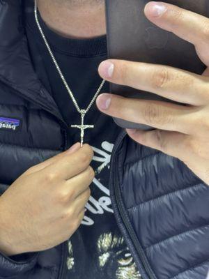 White Gold necklace + Cross pendant purchased.