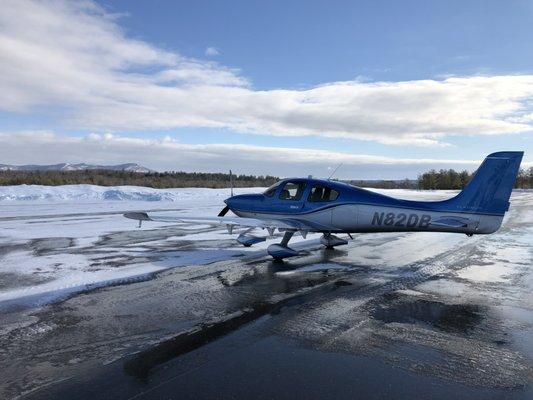 A shot of a client's SR-22 during a pickup in Maine