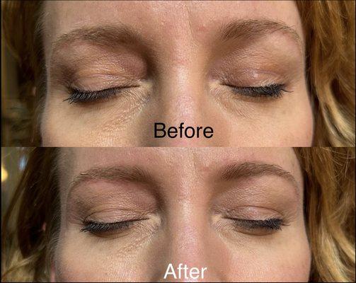 Brow shaping by tweezing.