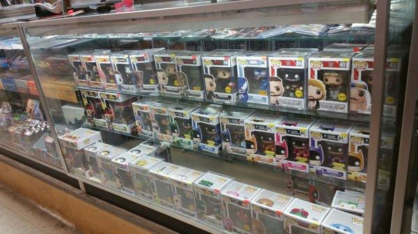 Chases and Exclusives and Vaulted Funko Pops in 2 showcases.