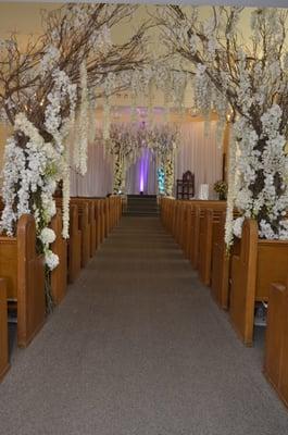 Pipe and drape. Up lighting for weddings.