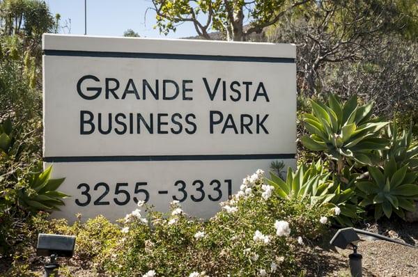 Driving up the hill, we are located in this business complex area.