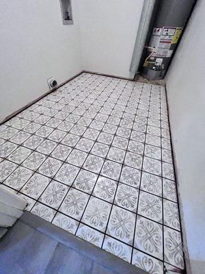 Tiled laundry room