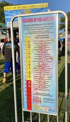 Height restrictions for the rides