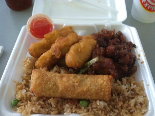 Sweet & Sour Chicken, Mandarin Chicken, Fried Rice & Egg Roll