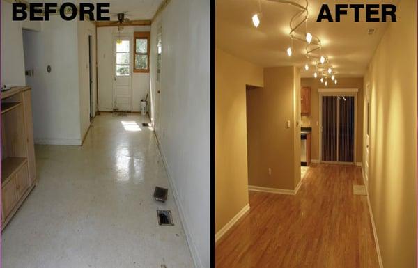 Flooring.  Before & After