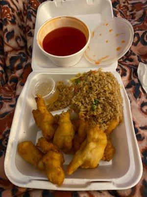 Sweet 14. Sweet and Sour Chicken Combo (I already ate the 1. Egg Roll)