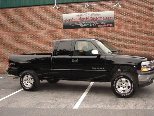 Full paint job on a 2001 Chevy Silverado.