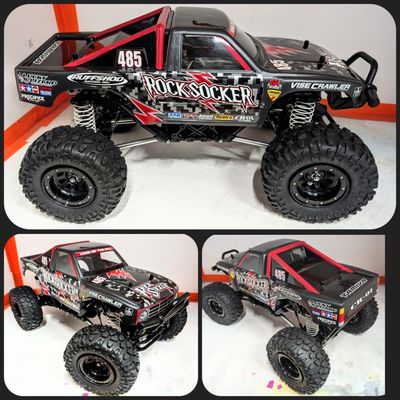 Custom build, paint and decals work of Tamiya Rock Socker monster truck.