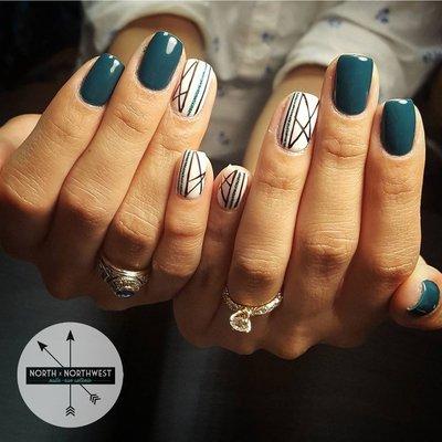 Gel manicure w/ handpainted nail art