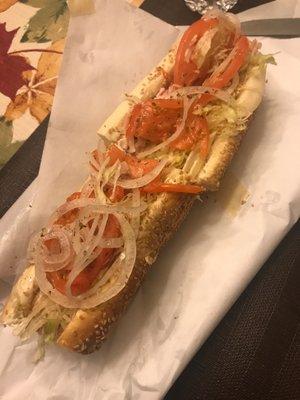 Ham and provolone cheese hoagie