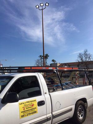 Upgraded parking pole with new LED fixtures