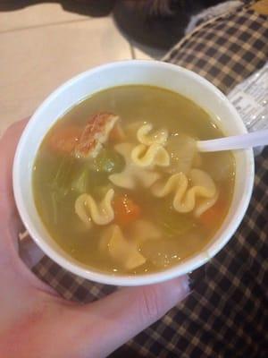 "Chicken noodle soup" quite clearly comes from a can of Campbell's.