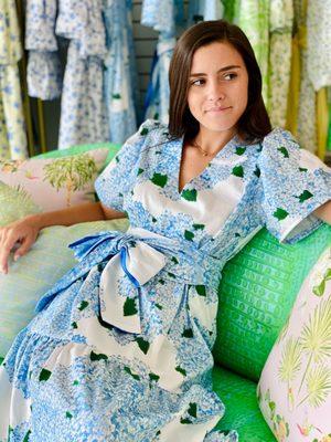 Hydrangea print on Sweetgrass Dress