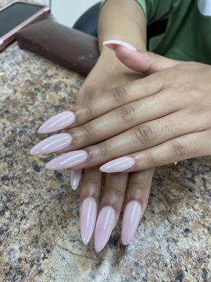 Pink chrome nails