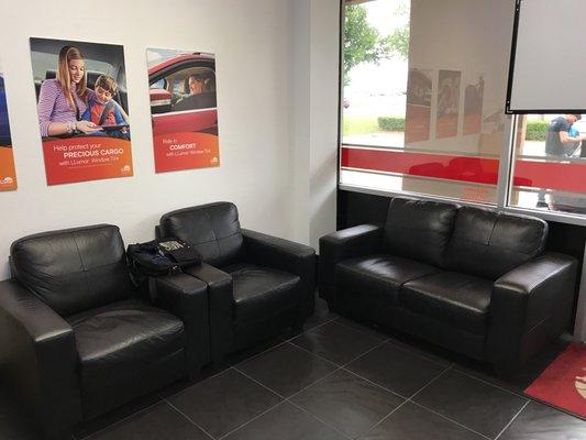 Cozy seating in the waiting area.