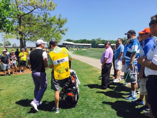 Piercy & his caddy at the 16th hole